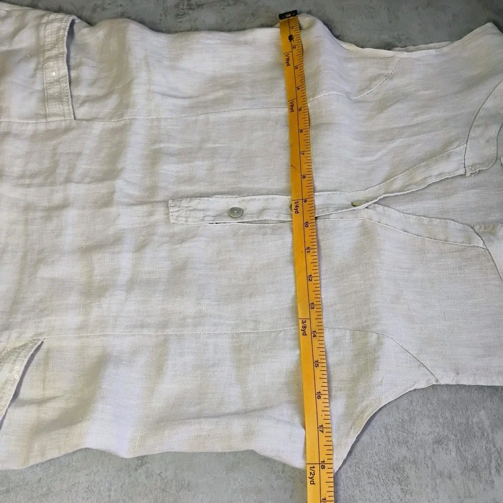 Blu Orchid Italy Linen Dress Beige‎ Womens Small Pockets Minimalist Coastal
